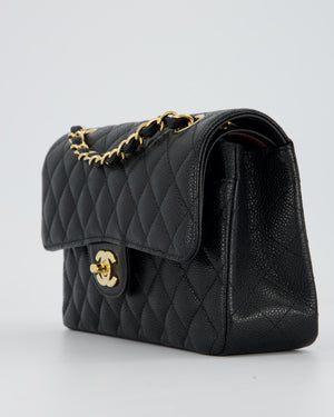 Chanel Black Small Classic Double Flap Bag in Caviar Leather with Gold Hardware