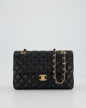 Chanel Vintage Medium Classic Double Flap Bag in Black Lambskin Leather with 24k Gold Hardware