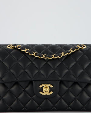 Chanel Vintage Medium Classic Double Flap Bag in Black Lambskin Leather with 24k Gold Hardware