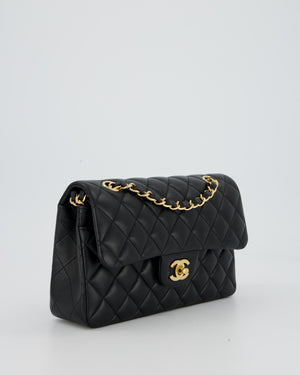Chanel Vintage Medium Classic Double Flap Bag in Black Lambskin Leather with 24k Gold Hardware