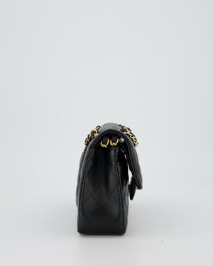 Chanel Vintage Medium Classic Double Flap Bag in Black Lambskin Leather with 24k Gold Hardware