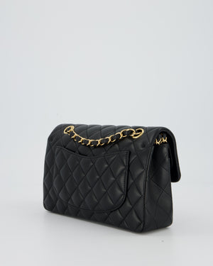Chanel Vintage Medium Classic Double Flap Bag in Black Lambskin Leather with 24k Gold Hardware