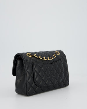 Chanel Vintage Medium Classic Double Flap Bag in Black Lambskin Leather with 24k Gold Hardware