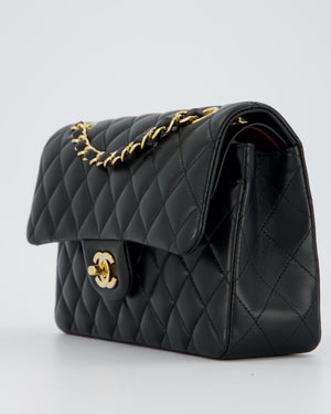 Chanel Vintage Medium Classic Double Flap Bag in Black Lambskin Leather with 24k Gold Hardware