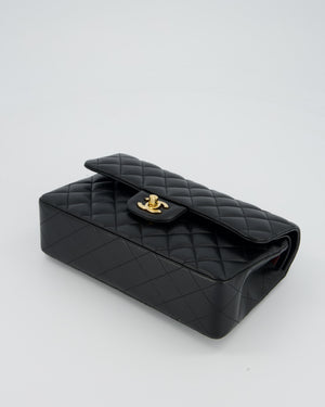Chanel Vintage Medium Classic Double Flap Bag in Black Lambskin Leather with 24k Gold Hardware