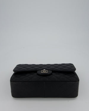 Chanel Black Jumbo Classic Double Flap Bag in Caviar Leather with Silver Hardware