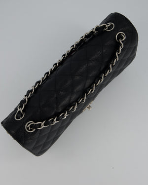 Chanel Black Jumbo Classic Double Flap Bag in Caviar Leather with Silver Hardware