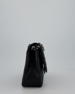 Chanel Black Jumbo Classic Double Flap Bag in Caviar Leather with Silver Hardware