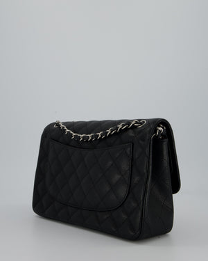 Chanel Black Jumbo Classic Double Flap Bag in Caviar Leather with Silver Hardware