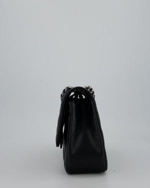 Chanel Black Jumbo Classic Double Flap Bag in Caviar Leather with Silver Hardware