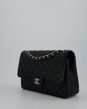 Chanel Black Jumbo Classic Double Flap Bag in Caviar Leather with Silver Hardware