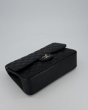 Chanel Black Jumbo Classic Double Flap Bag in Caviar Leather with Silver Hardware