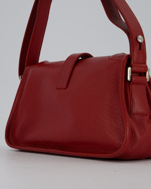 Chanel Mademoiselle Lock Flap Shoulder Bag in Red Grained Calfskin Leather with Silver Hardware