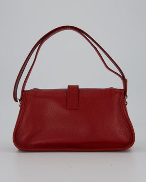 Chanel Mademoiselle Lock Flap Shoulder Bag in Red Grained Calfskin Leather with Silver Hardware