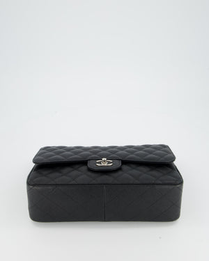Chanel Black Jumbo Classic Double Flap Bag in Caviar Leather with Silver Hardware