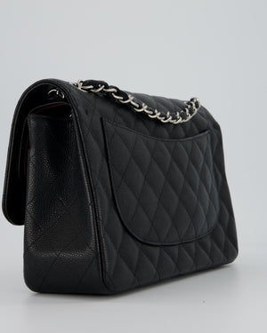 Chanel Black Jumbo Classic Double Flap Bag in Caviar Leather with Silver Hardware