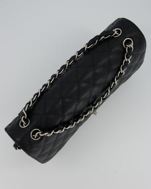 Chanel Black Jumbo Classic Double Flap Bag in Caviar Leather with Silver Hardware