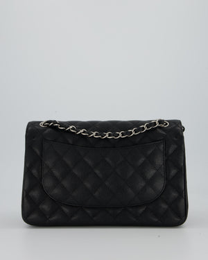 Chanel Black Jumbo Classic Double Flap Bag in Caviar Leather with Silver Hardware
