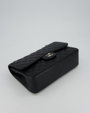 Chanel Black Jumbo Classic Double Flap Bag in Caviar Leather with Silver Hardware
