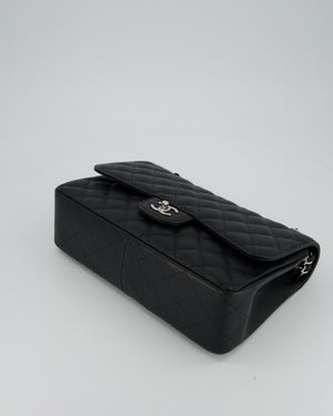 Chanel Black Jumbo Classic Double Flap Bag in Caviar Leather with Silver Hardware