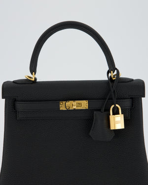 Hermès Kelly 25 Retourne Bag in Black Togo Leather with Gold Hardware