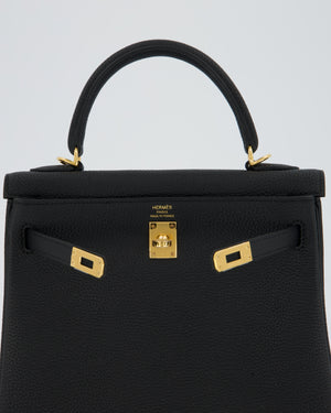 Hermès Kelly 25 Retourne Bag in Black Togo Leather with Gold Hardware