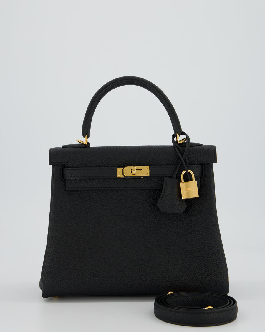 Hermès Kelly 25 Retourne Bag in Black Togo Leather with Gold Hardware