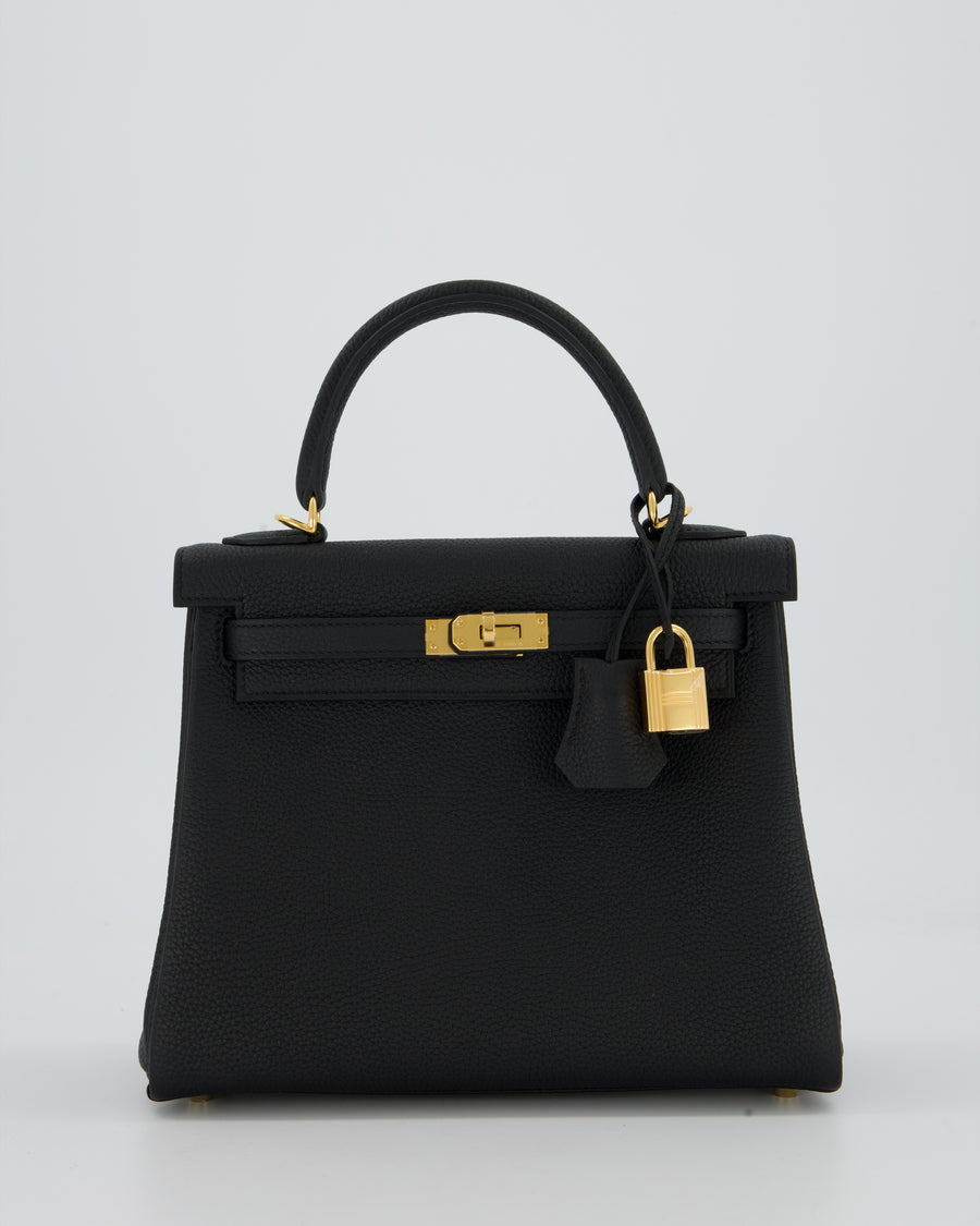 Hermès Kelly 25 Retourne Bag in Black Togo Leather with Gold Hardware