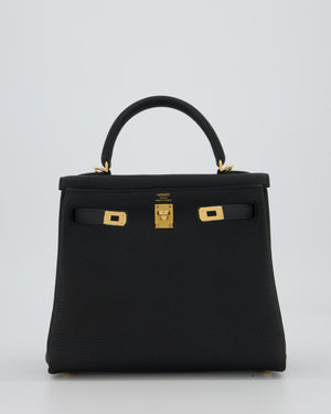 Hermès Kelly 25 Retourne Bag in Black Togo Leather with Gold Hardware