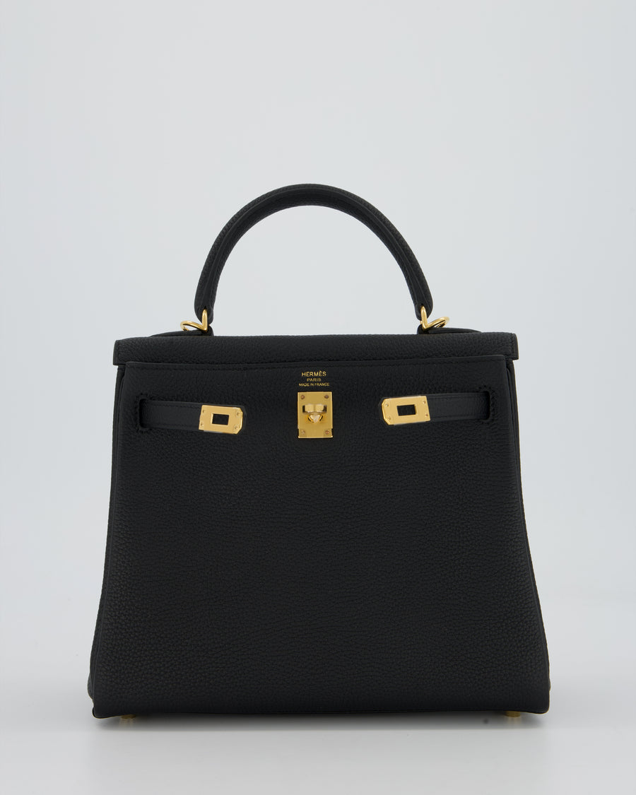 Hermès Kelly 25 Retourne Bag in Black Togo Leather with Gold Hardware