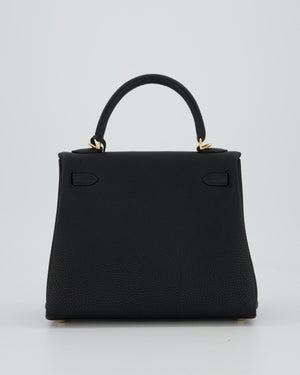 Hermès Kelly 25 Retourne Bag in Black Togo Leather with Gold Hardware