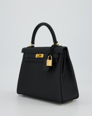 Hermès Kelly 25 Retourne Bag in Black Togo Leather with Gold Hardware