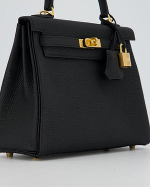 Hermès Kelly 25 Retourne Bag in Black Togo Leather with Gold Hardware