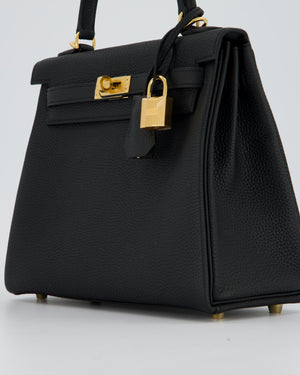 Hermès Kelly 25 Retourne Bag in Black Togo Leather with Gold Hardware