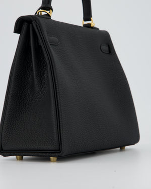 Hermès Kelly 25 Retourne Bag in Black Togo Leather with Gold Hardware