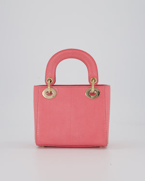 Christian Dior Mini Lady Dior Bag in Pink Lizard Leather with Champagne Gold Hardware