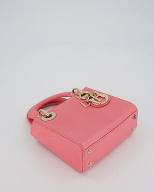 Christian Dior Mini Lady Dior Bag in Pink Lizard Leather with Champagne Gold Hardware