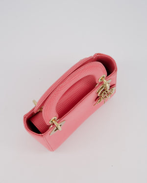 Christian Dior Mini Lady Dior Bag in Pink Lizard Leather with Champagne Gold Hardware
