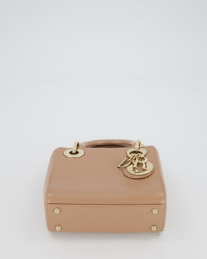 Christian Dior Mini Lady Dior Bag in Beige Lizard Leather with Champagne Gold Hardware