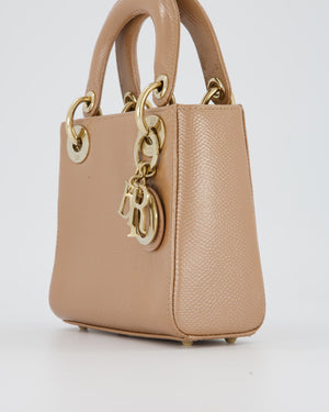 Christian Dior Mini Lady Dior Bag in Beige Lizard Leather with Champagne Gold Hardware