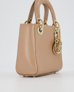 Christian Dior Mini Lady Dior Bag in Beige Lizard Leather with Champagne Gold Hardware