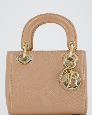 Christian Dior Mini Lady Dior Bag in Beige Lizard Leather with Champagne Gold Hardware