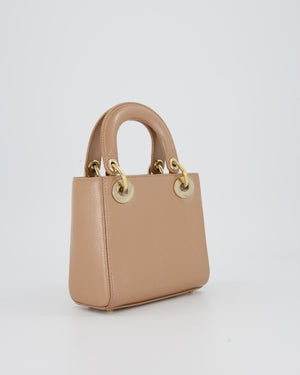 Christian Dior Mini Lady Dior Bag in Beige Lizard Leather with Champagne Gold Hardware