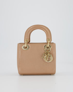 Christian Dior Mini Lady Dior Bag in Beige Lizard Leather with Champagne Gold Hardware