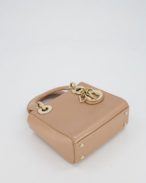 Christian Dior Mini Lady Dior Bag in Beige Lizard Leather with Champagne Gold Hardware