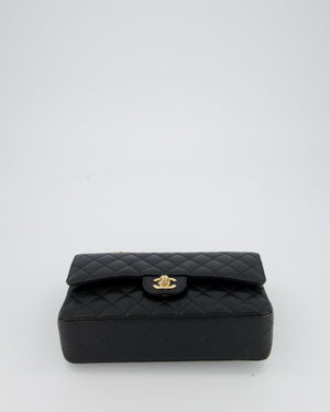 Chanel Black Classic Medium Double Flap Bag in Caviar Leather with Gold Hardware