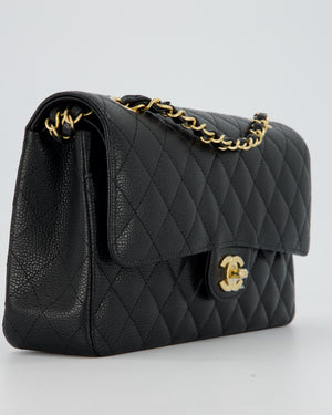 Chanel Black Classic Medium Double Flap Bag in Caviar Leather with Gold Hardware