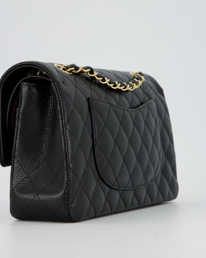 Chanel Black Classic Medium Double Flap Bag in Caviar Leather with Gold Hardware