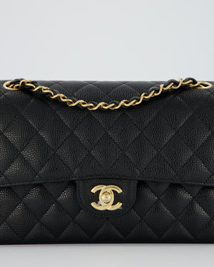 Chanel Black Classic Medium Double Flap Bag in Caviar Leather with Gold Hardware