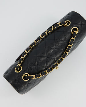 Chanel Black Classic Medium Double Flap Bag in Caviar Leather with Gold Hardware